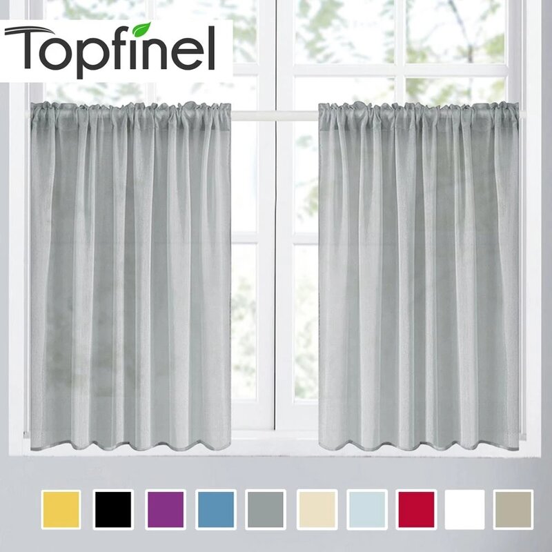 Topfinel ستائر شفافة قصيرة بسيطة لغرفة المعيشة غرفة نوم ديكور تول نوافذ المطبخ ستائر الستائر الفوال حسب الطلب
