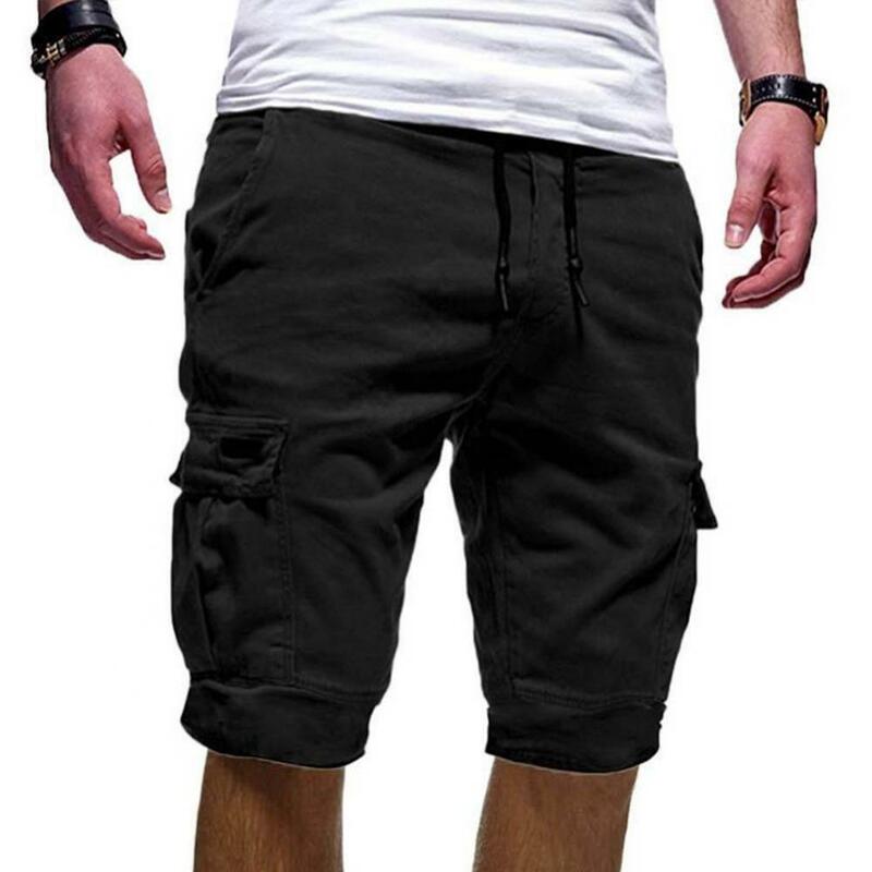 الصيف الرجال عادية بلون البضائع السراويل متعددة جيوب الرباط السراويل الخامسة سهلة match مع بلايز للحياة اليومية