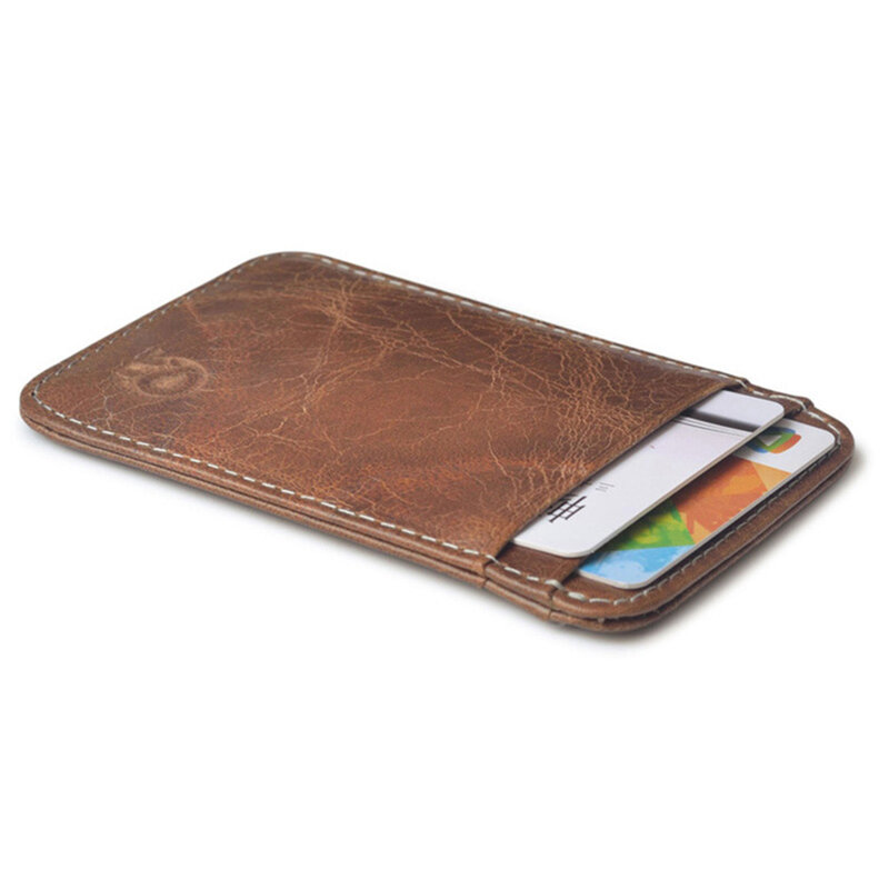 Men's Card Wallet Short Matte Leather Retro Multi-card Frosted Fabric Card Holder Money New Minimalist Purse Transparent Coins