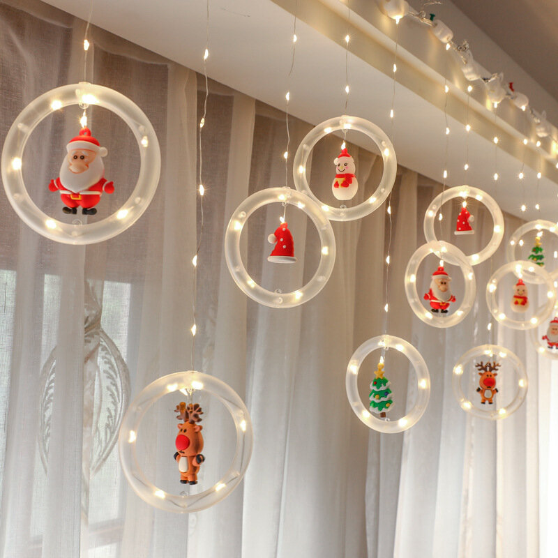LED عيد الميلاد عطلة ضوء الزفاف الديكور جارلاند غرفة نوم ديكور دائرة سلسلة أضواء الستار مصباح في الهواء الطلق مصباح الحديقة