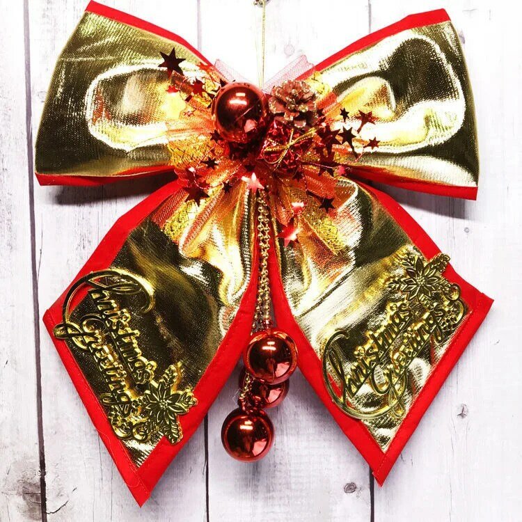كبير الذهب الأحمر تألق بريق عيد الميلاد الشريط القوس شجرة عيد الميلاد الديكور اليدوية عيد الميلاد زخرفة