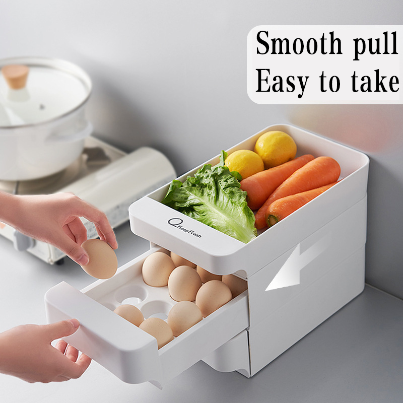 متعددة الوظائف الثلاجة صندوق تخزين صندوق بيض اكسسوارات المطبخ مجموعات متعدد الطبقات شبكة الطازجة حفظ صندوق منظم المنزلية