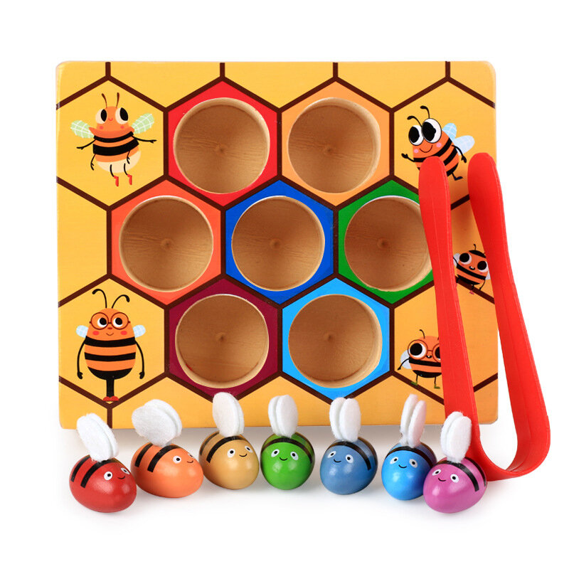 خلية النحل الخشبية يميل ألعاب تعليمية مونتيسوري العمل الدؤوب خلية النحل ألعاب تفاعلية للأطفال كليب ألعاب مضحكة