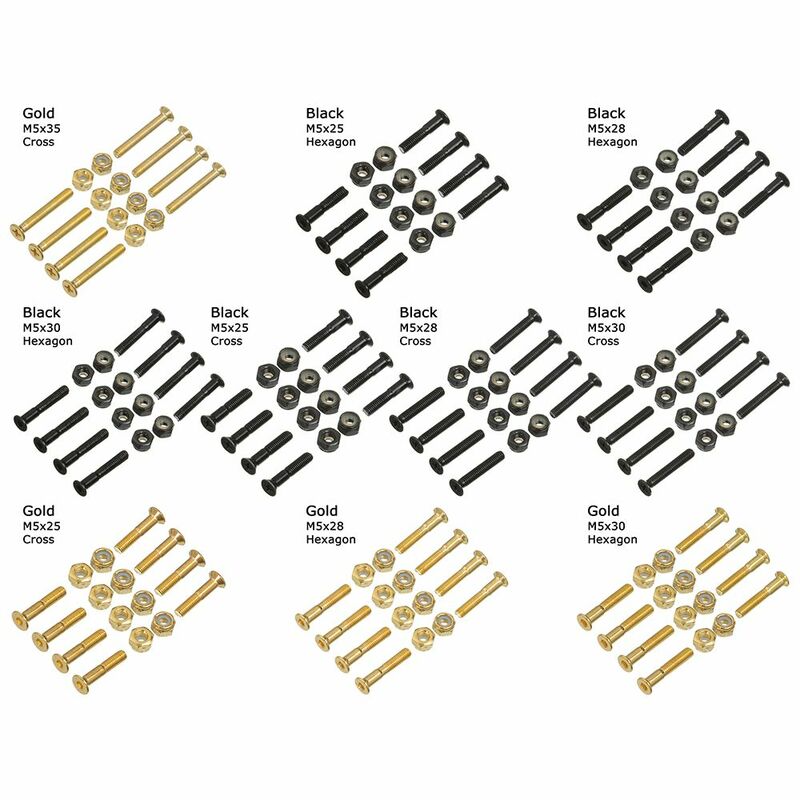 8 مجموعات عالية الجودة أسود/الذهب M5 اكسسوارات الأجهزة المكسرات Longboard أجزاء سكيت البراغي تصاعد مسامير الأجهزة