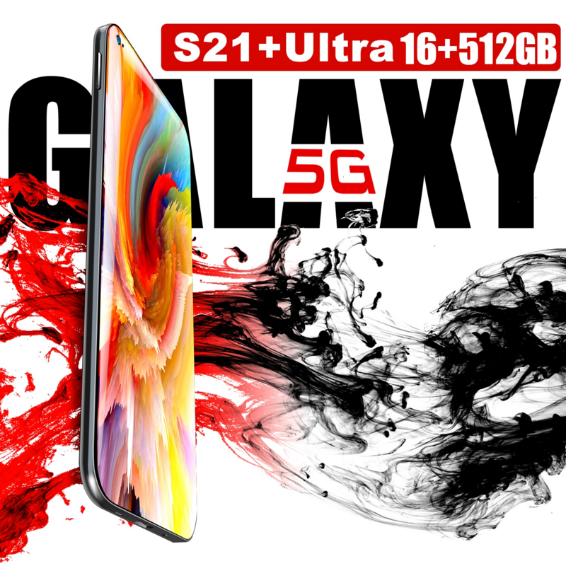 هاتف محمول Galax S21 Ultra بشاشة 7.3 بوصة عالية الدقة 4G/5G Android10 التعرف على الوجه نسخة عالمية غير محددة للهواتف الذكية