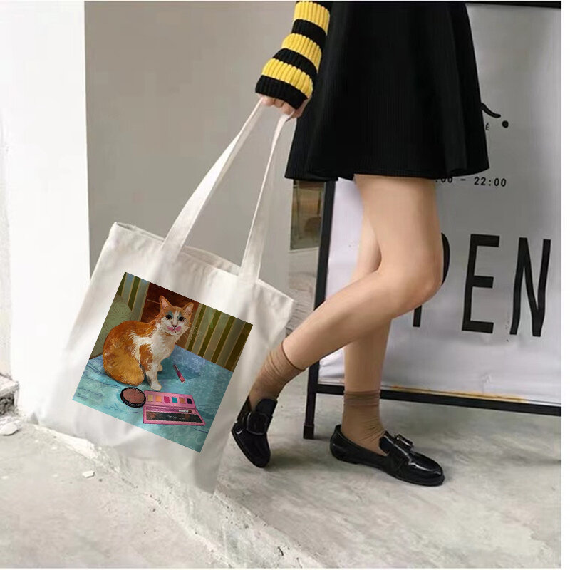 المرأة الرجعية الأدبية القطن قماش المتسوق حقيبة فتاة Harajuku 90s Y2K الكلاسيكية خمر حقيبة يد الإناث بولسا كومبرا