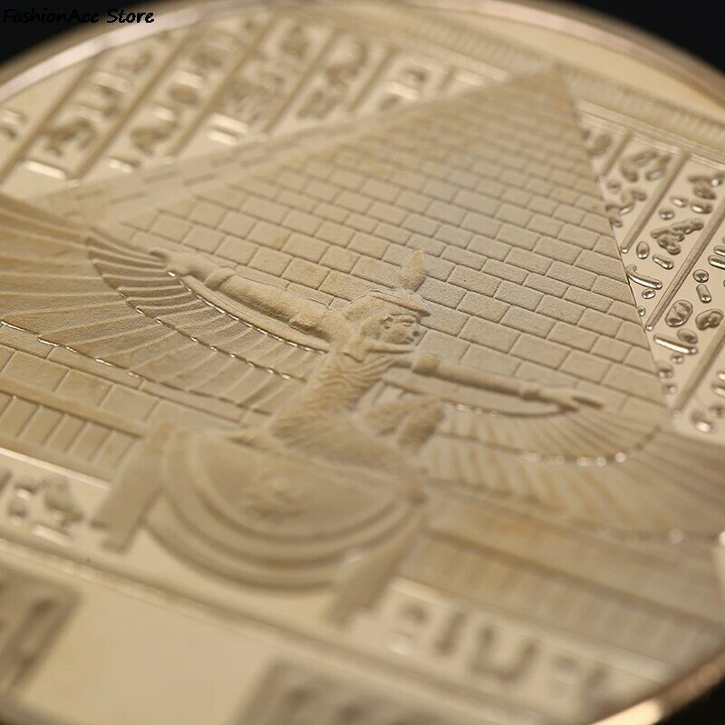 1 قطعة عملات مطلية بالذهب القديمة مصر أبو الهول عملات لجمع هدية التحدي عملة