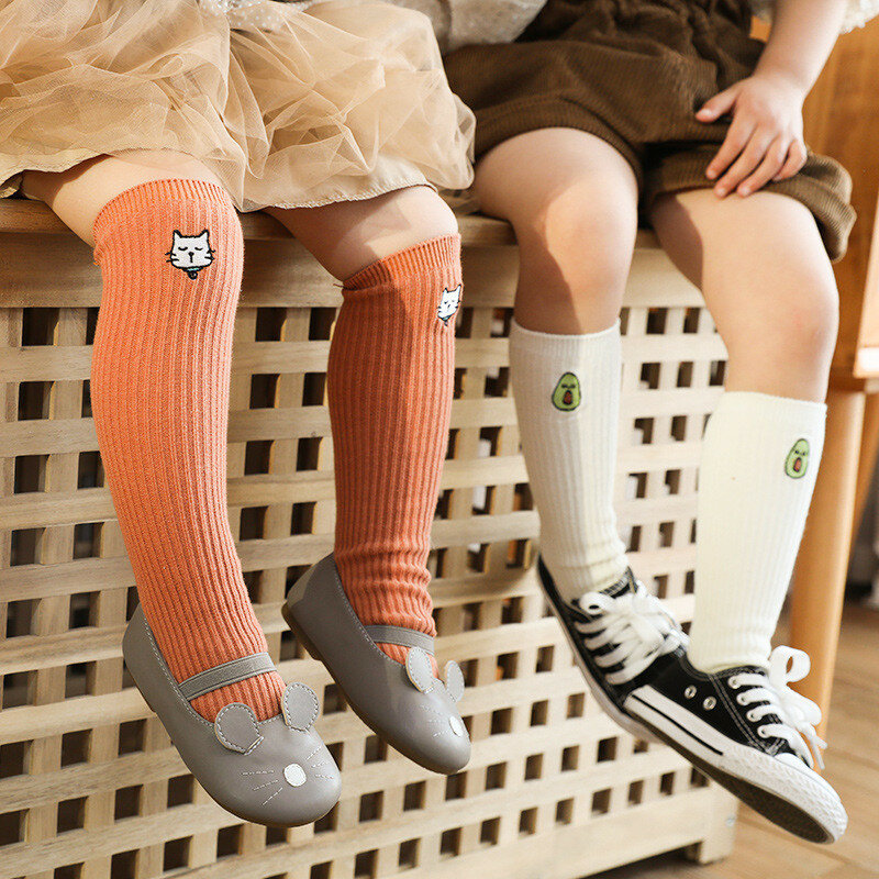 Length 30cm Cartoon Kids Girls Socks Spring Autumn Baby Boy Socks Cotton Knitted Girl Socks for Children 3D Embroidery Style