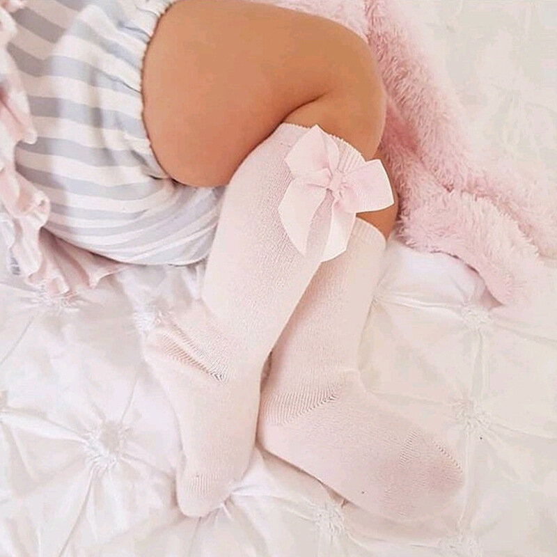 0-3 سنة طفل الفتيات جوارب طويلة إلى الركب الأطفال Bowknot الجوارب جوارب قطنية بلون الحلوى الاطفال طفل قصيرة الجوارب