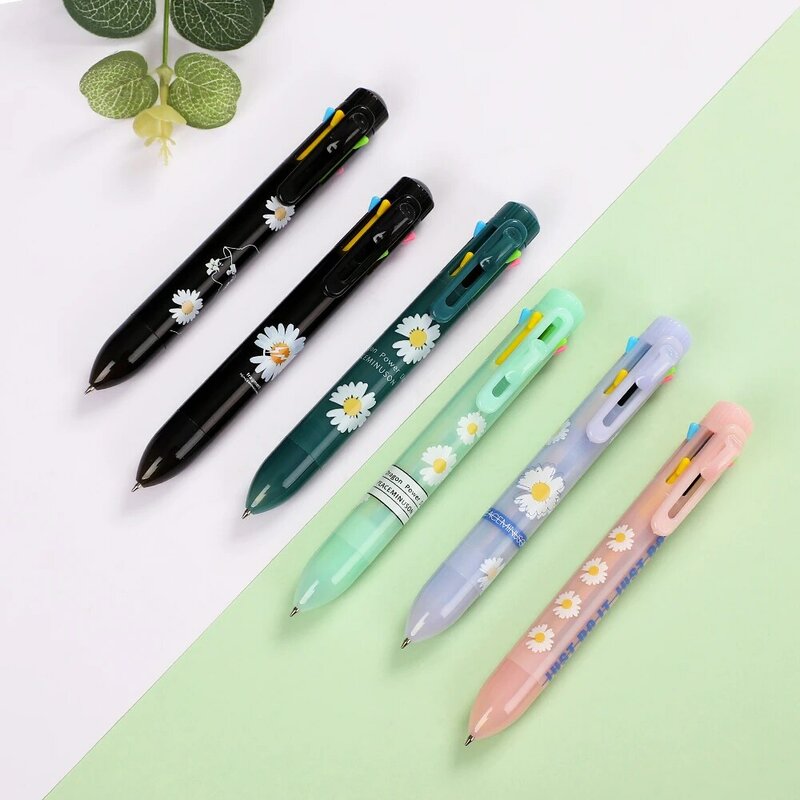 Kawaii 8 لون لطيف ديزي قلم حبر جاف سعة كبيرة مستقيم السائل القلم متعدد الوظائف القلم فتاة القلم مجلة أقلام