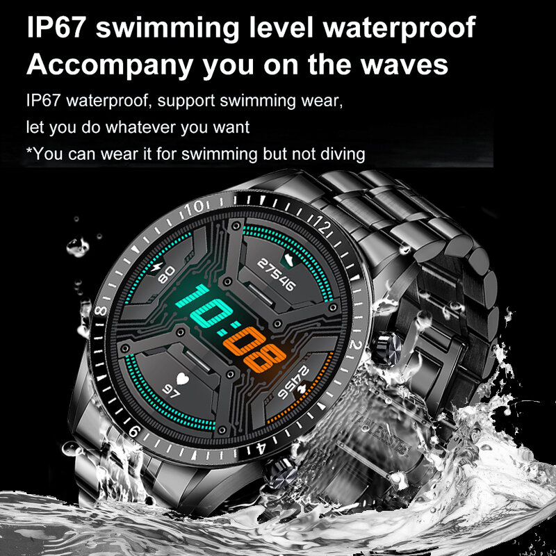 2021 ساعة ذكية جديدة es الرجال شاشة تعمل باللمس كامل الرياضة اللياقة البدنية ساعة IP67 مقاوم للماء بلوتوث لنظام أندرويد ios ساعة ذكية القلب