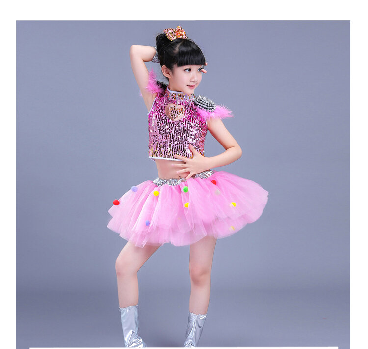 Children's jazz dance costumes boys and girls sequins princess pettiskirt children's hip hop modern dance gauze dance costumes