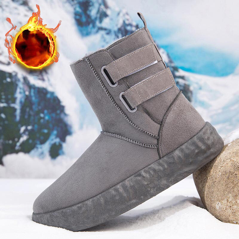 سميكة أفخم الشتاء أحذية الرجال في الهواء الطلق جلد الغزال الثلوج الأحذية موضة عالية منصة أحذية رياضية الرجال حذاء للسير مسافات طويلة المطاط ... #1