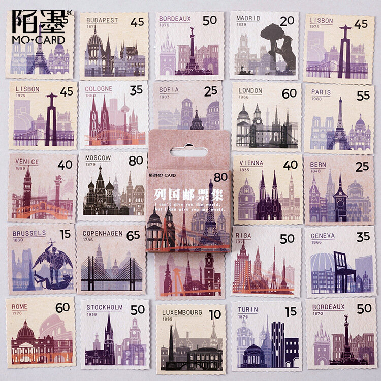 46 قطع صغيرة محاصر ملصقات جمع الطوابع بلدان مختلفة حساب اليد سجل القصاصات المواد ختم ملصقا مربع 4 سنتيمتر
