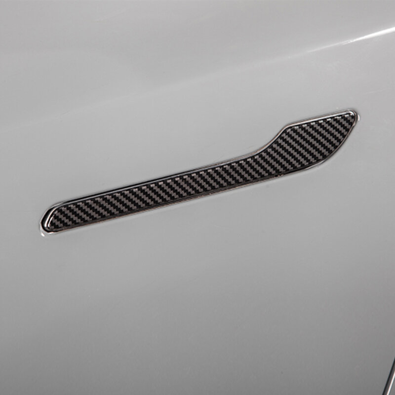 ل تسلا نموذج 3 2022 اكسسوارات مقبض باب السيارة ملصقات نموذج Y غطاء الباب لصق Model3 2021-2017 ألياف الكربون ABS 4 قطعة/المجموعة
