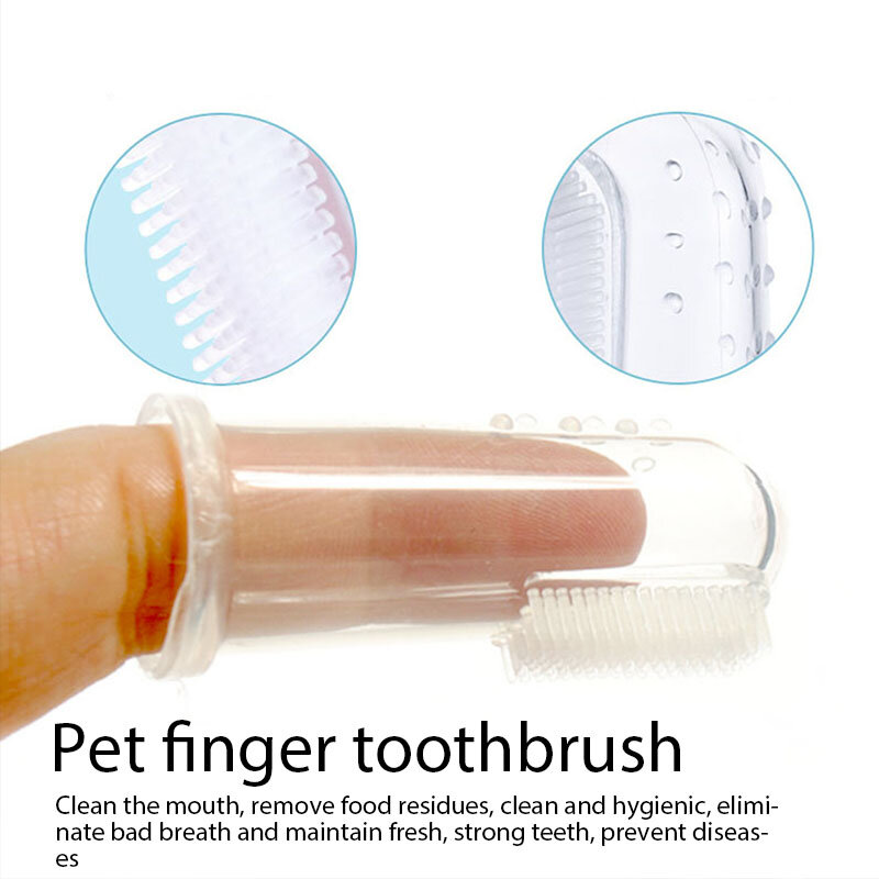1Pcs Pet Dog Cat Finger Cleaning Toothbrush Pet Detartar Decontamination Silicone Finger Cover Cleaning Supplies Dog Accessories