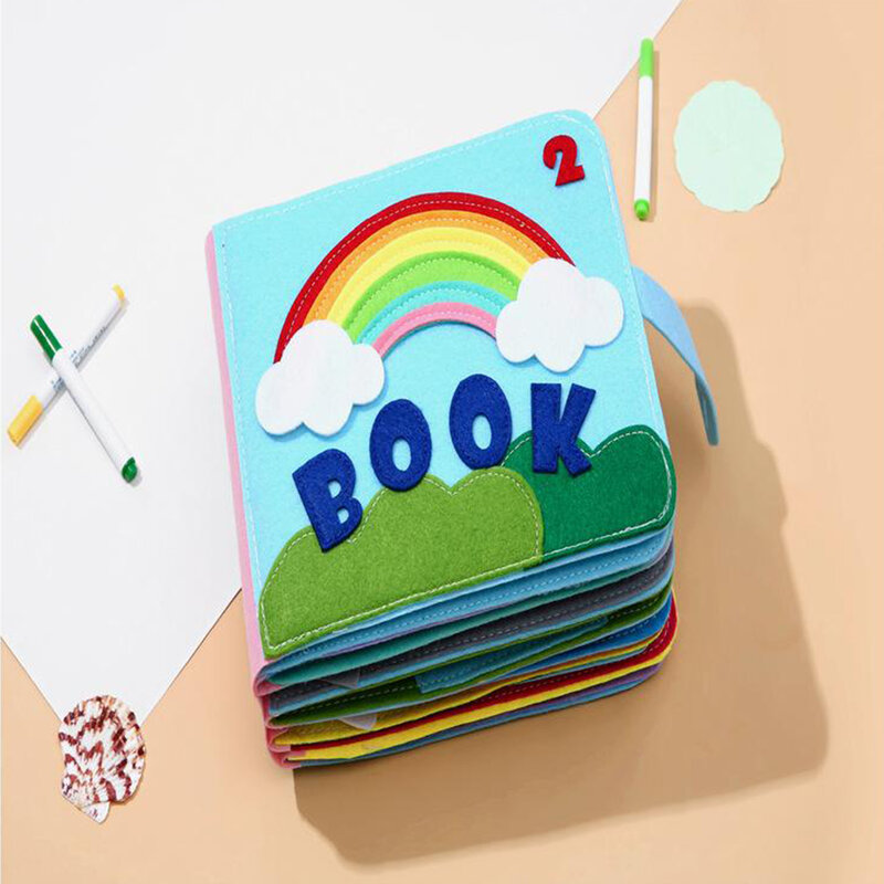 لينة ثلاثية الأبعاد كتاب نشاط النسيج للأطفال الصغار تعلم الكتاب الحسي