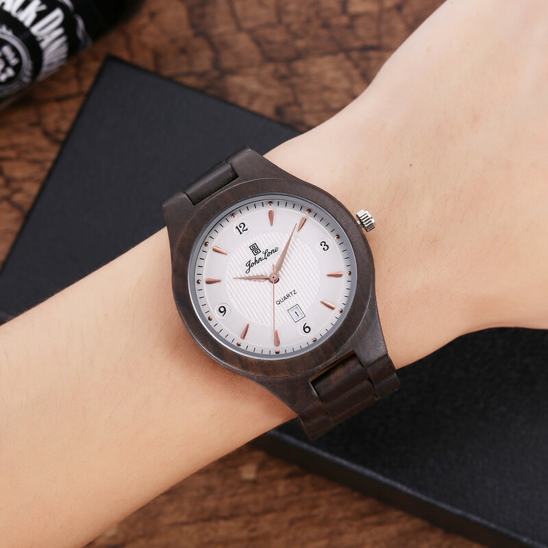 Wriswatch 2021 خشب الأبنوس ساعة خشبية تقويم واحد عادية موضة التجارة الخارجية ساعة كوارتز الصانع بالجملة