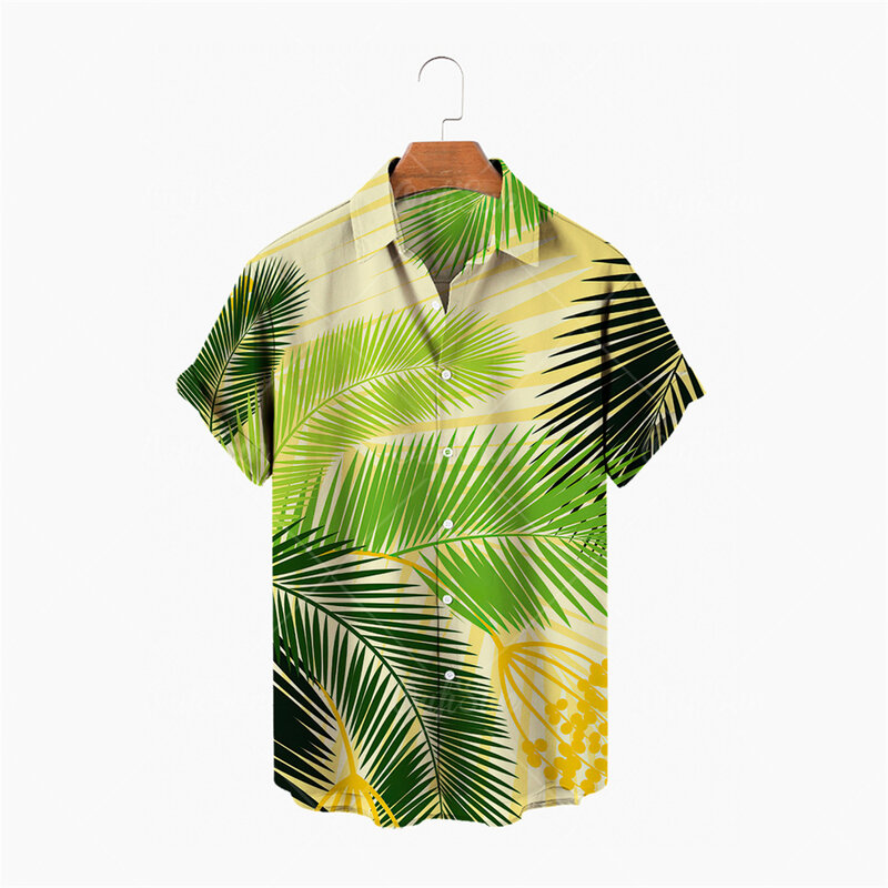 موضة الرجال قميص هاواي صيفي الرجال عادية اللون مطبوعة شاطئ الوها قميص قصير الأكمام XL 5XL Camisa Hawaiana Hombre