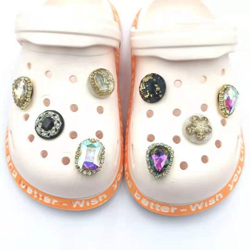 8 قطعة حجر الراين ل Crocs Charms الجينز الزينة مصمم الأطفال الصنادل الأحذية أزرار اكسسوارات النساء ل Crocs Jibz