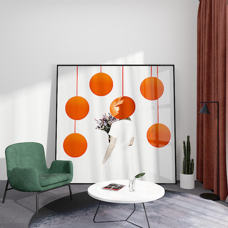 ملصقات جدارية عالية الدقة مع شخصيات ملونة ، لوحة فنية جدارية مجردة من oranger لغرفة المعيشة ، ديكور حديث إسكندنافي