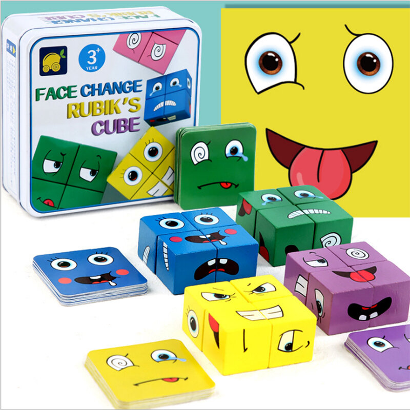 مونتيسوري ألعاب تعليمية الوالدين الطفل لوحة تفاعلية لعبة خشبية التعبير لغز بنة هدية للأطفال #6
