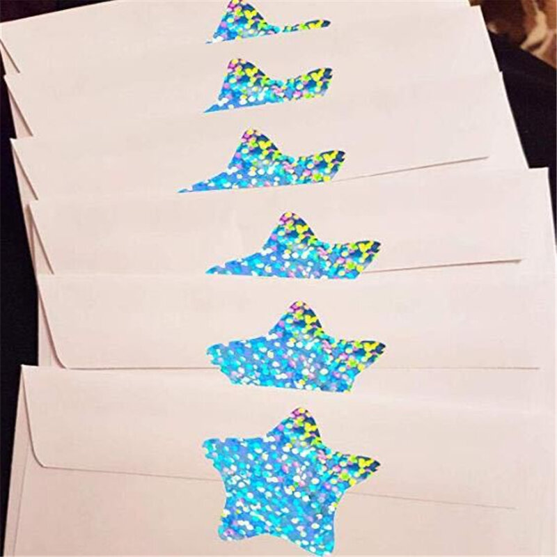 500 قطعة الليزر مستديرة الحب القلب نجوم ملصقات لفة عطلة عيد ميلاد حفلة تسمية ملصق اليدوية سكرابوكينغ أعواد تزيين