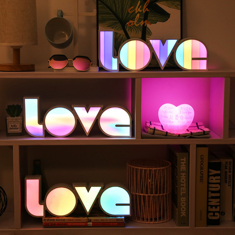 الحب LED رسالة مصباح الزفاف رومانسية ثلاثية الأبعاد أضواء ليلية زخرفة عيد الحب هدايا عيد ميلاد ديكور عيد الميلاد الديكور للمنزل