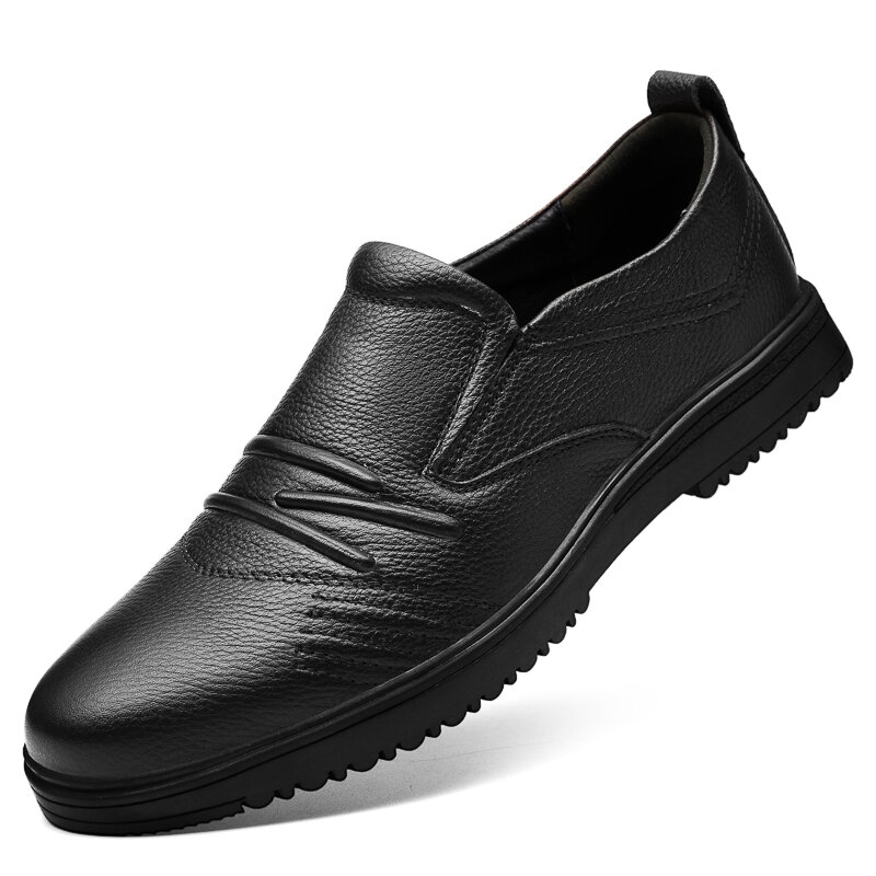2022 جديد الشتاء الرجال الجلود تنفس شقة عادية أحذية من الجلد لينة أحذية أطفال مع نعل مرن من الجلد الأعمال كسول الأحذية #6