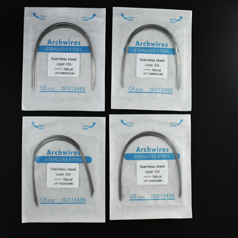 مواد تقويم الأسنان Archwire أدوات طبيب الأسنان أسلاك الفولاذ المقاوم للصدأ النوع الطبيعي العلوي السفلي 016 014 عالية الجودة Archwire لبراك