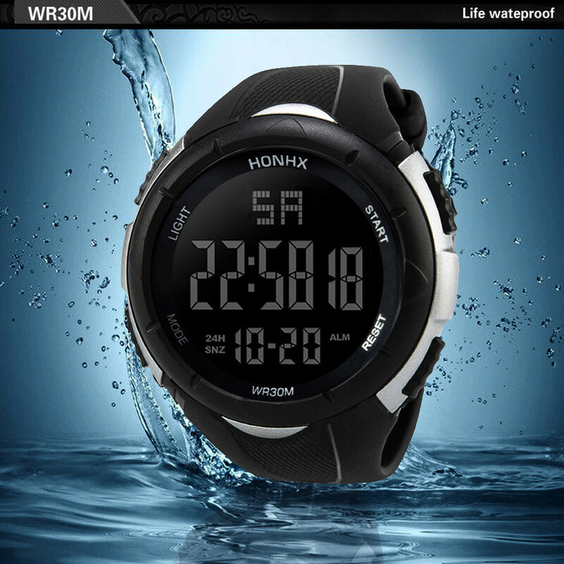 الرجال الرياضة Led ساعة كبيرة للخارجية مقاوم للماء السباحة LED طالب الساعات الرقمية الساعات الذكور
