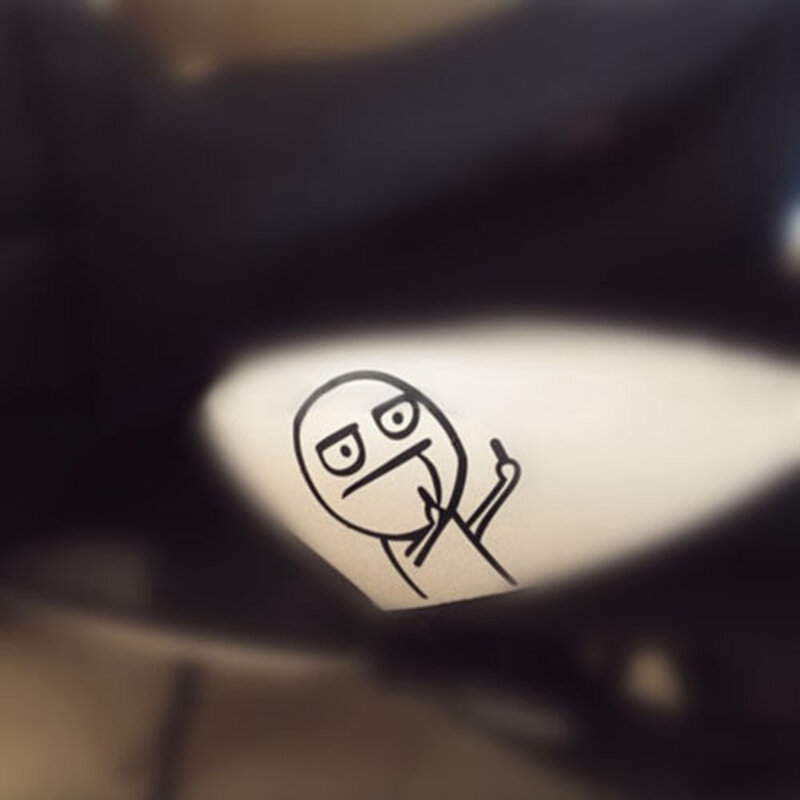 1 قطعة الكرتون مضحك الاصبع الوسطى عاكسة الفينيل سيارة ملصقا دراجة نارية أسود أبيض صائق 15*17 Cm