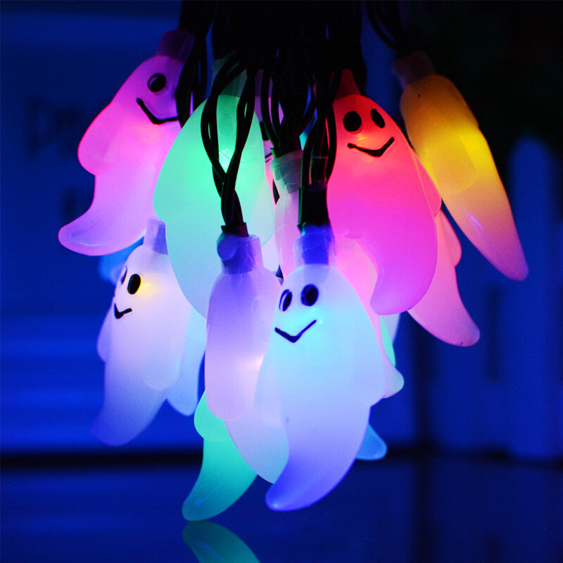 30 LED هالوين سلسلة ضوء شبح الجمجمة أضواء الزخرفية بطارية تعمل الجنية الإضاءة حفلة في الهواء الطلق داخلي تزيين في العطلة