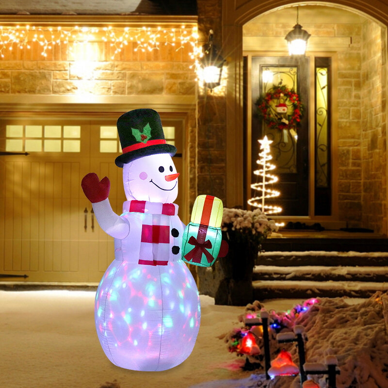 LED مضيئة رجل ثلج قابل للنفخ مضخة هواء ليلة مصباح عيد الميلاد الديكور العملاق سانتا كلوز مع عكاز عيد الميلاد الدعائم ديكور