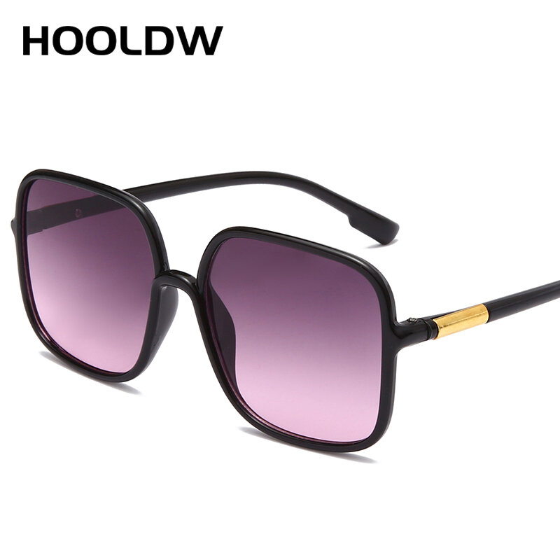 HOOLDW خمر المعتاد مربع النظارات الشمسية النساء الفاخرة إطار كبير نظارات شمسية موضة نظارات السفر في الهواء الطلق UV400 Oculos دي سول
