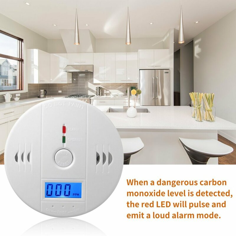 المهنة الرئيسية السلامة CO أول أكسيد الكربون التسمم الدخان الغاز الاستشعار جهاز إنذار للتحذير كاشف LCD Displayer المطبخ