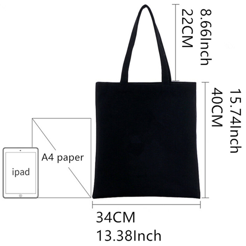 جونجي ايتو مخصص حمل حقيبة تسوق طباعة التصميم الأصلي الأسود للجنسين السفر حقائب من القماش ايكو طوي المتسوق حقيبة