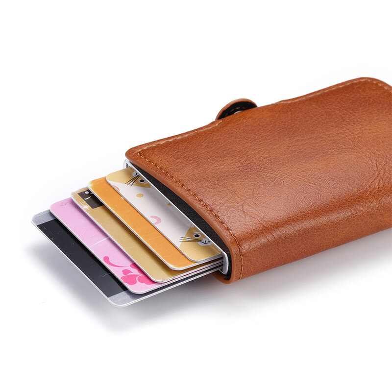 عملات جيب بو الجلود حامل بطاقة السلامة متعددة الوظائف بطاقة حافظة قصيرة بطاقة المحفظة للرجال والنساء تتفاعل حجب حقيبة المال
