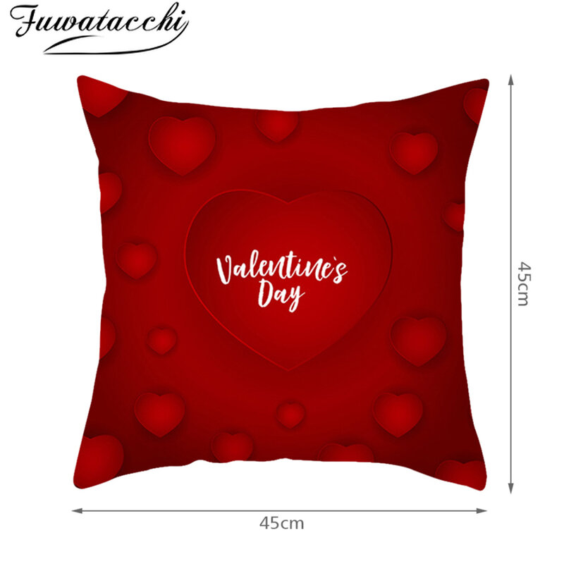 Fuwatacchi عيد الحب كيس وسادة ديكور المنزل الأحمر القلب رمي المخدة ل أريكة سرير غطاء الوسادة الزخرفية الإبداعية