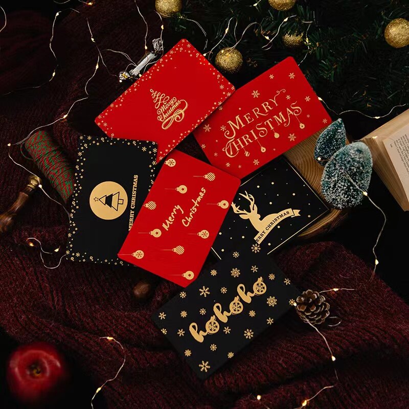 6 قطعة بطاقة معايدة في عيد الميلاد مجموعة الساخن ختم بطاقة المعايدة مع المغلف صديق الأسرة نعمة بطاقة بريدية
