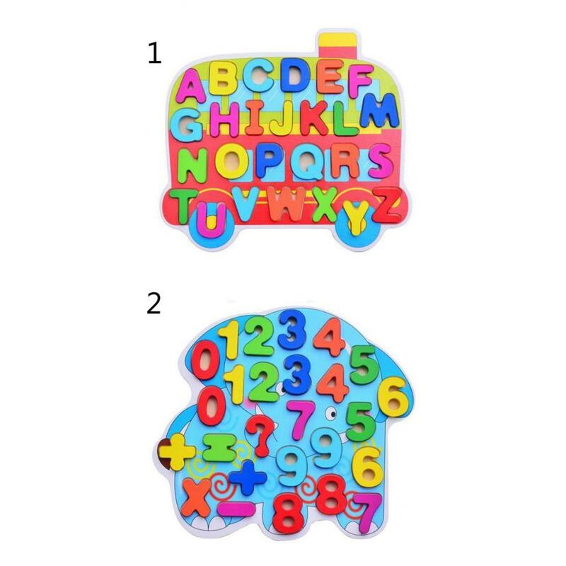 طفل ألعاب خشبية ملونة خشبية لغز الأبجدية/أرقام بانوراما لعبة ما قبل المدرسة