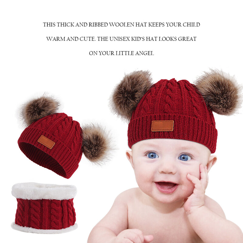 لطيف الطفل قبعة وشاح مجموعة الكرتون الرضع طفلة الصبي الشتاء قبعة للأطفال الدافئة محبوك الأطفال الفتيان الفتيات قبعة كاب