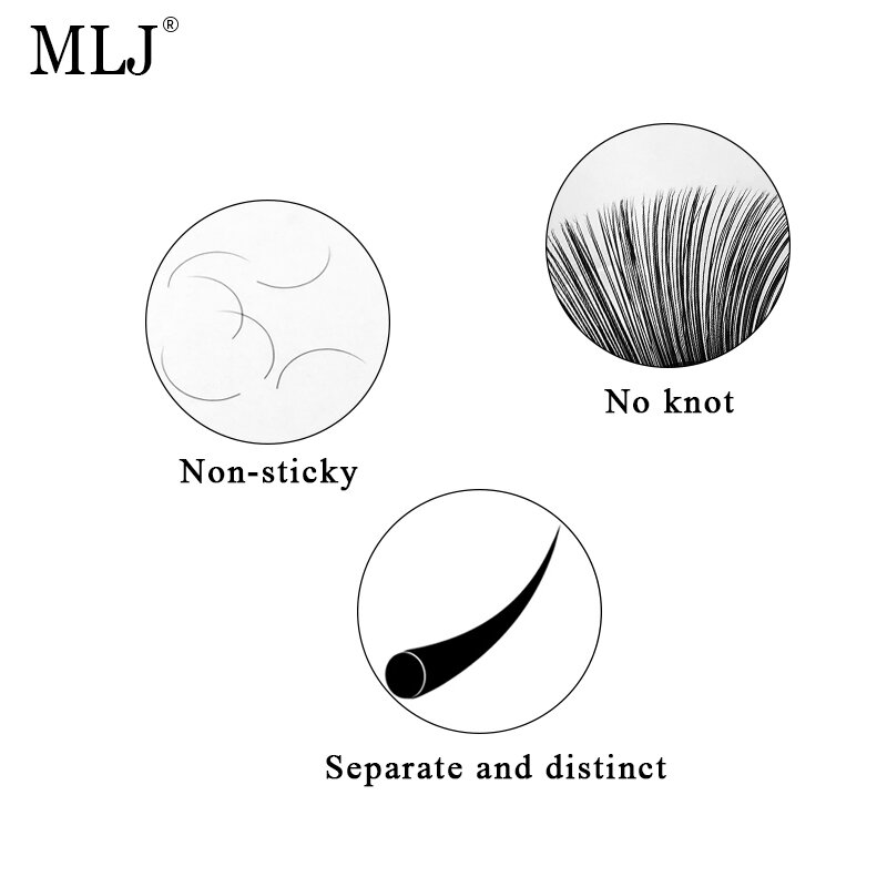 MLJ الرموش المستديرة القطع الناقص رمش تمديد الطبيعية لينة الرموش الصناعية يدوية سهلة إزالة الرموش المستديرة البنود بالجملة