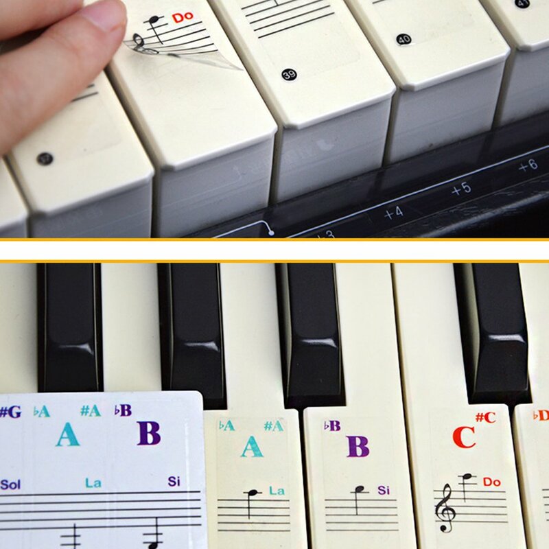 ملصق البيانو للمفاتيح-طلاء قابل للإزالة ل 88 لوحات المفاتيح الموظفين تدوين ملصقات لوحة مفاتيح البيانو ملصقات ملونة