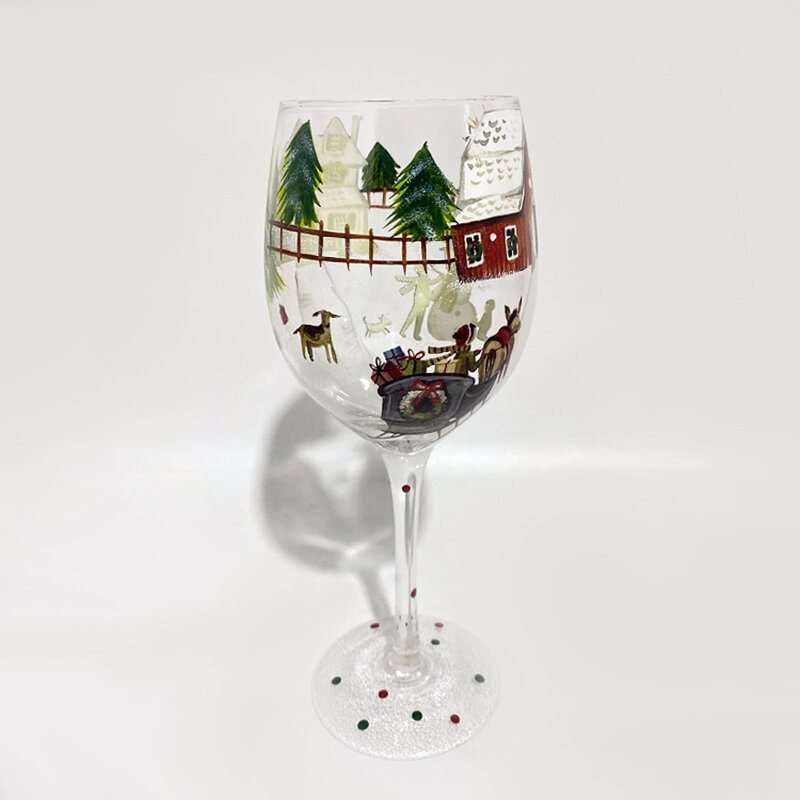 عيد الميلاد موضوع رسمت باليد كوب نبيذ زجاجي كأس الشمبانيا الناي الزجاج كريستال أكواب الإبداعية شريط المنزل فندق الطرف الشرب