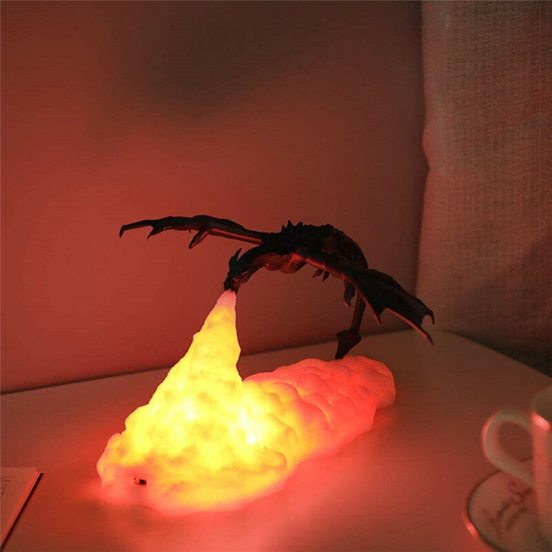 ديناصور ثلاثية الأبعاد الطباعة مصباح جيش التحرير الشعبى الصينى المواد القابلة للتحلل USB التنفس جو ضوء الليل