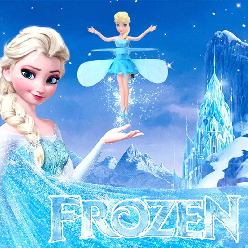دمية الأميرة إلسا ملكة الثلج من ديزني ، لعبة طائرة سحرية معلقة ، تحكم في الطيران