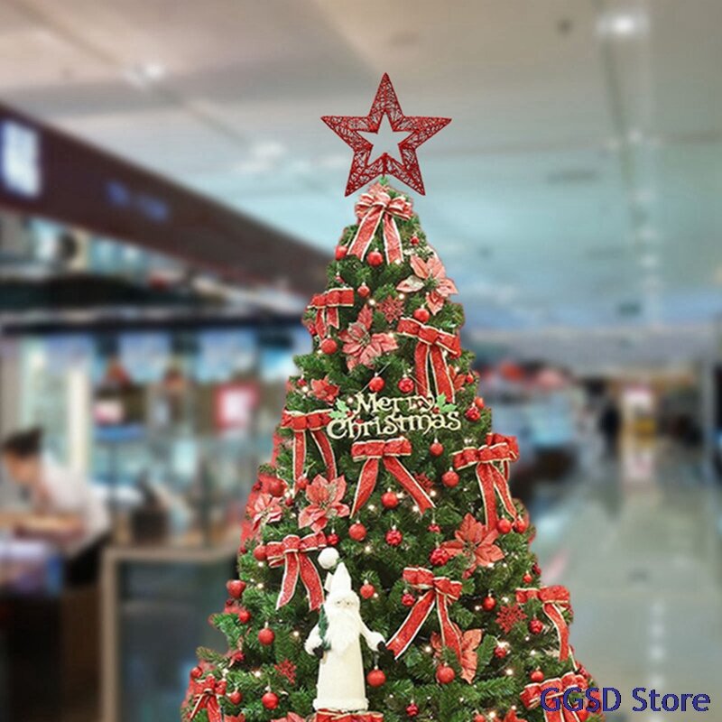 عيد الميلاد نجمة لامعة لشجرة عيد الميلاد زخرفة الذهب بريق نجمة الحديد للمنزل شجرة عيد الميلاد أعلى زينة عيد الميلاد سعيد السنة الجديدة ديكور
