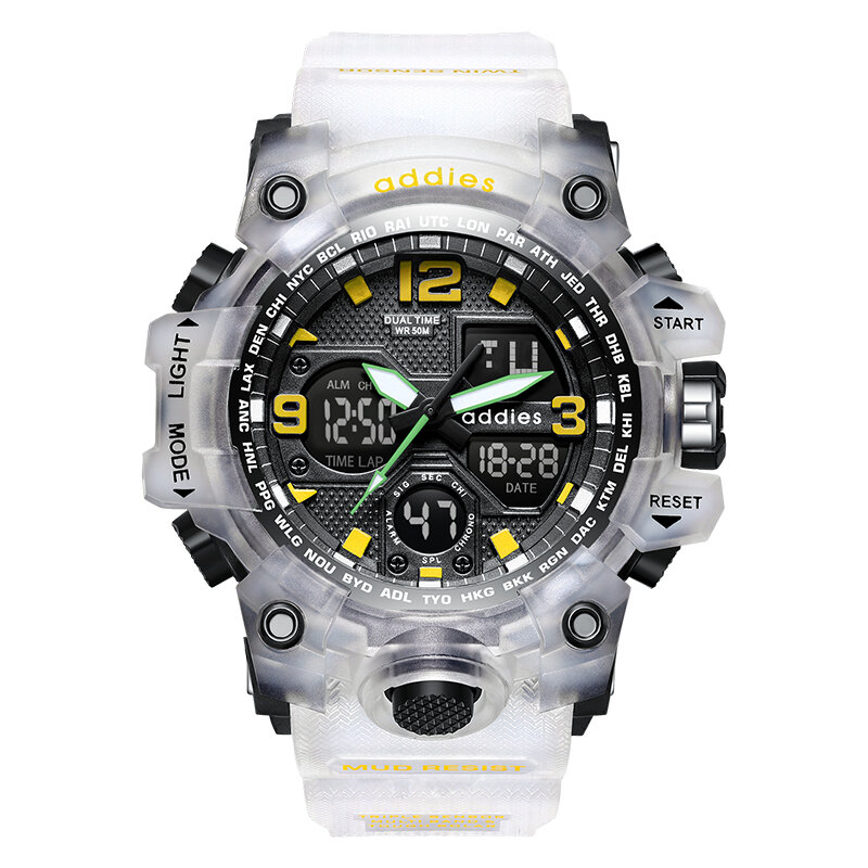 Addie العلامة التجارية الرجال ساعة رقمية نمط الرياضة العسكرية الساعات موضة مقاوم للماء ساعة اليد الإلكترونية رجالي 2021 Relogios