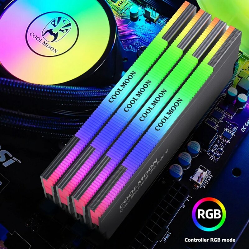 COOLMOON RAM المبرد المبرد 5 فولت 3PIN ARGB برودة عنونة سترة تبريد بالوعة الحرارة المبرد ل DDR3 DDR4 حاسوب شخصي مكتبي ذاكرة عشوائية